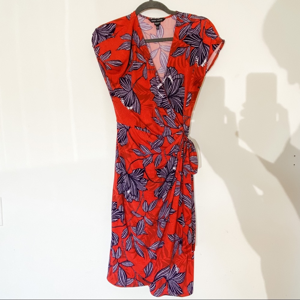 Red/ Blue Wrap Dress- size 10